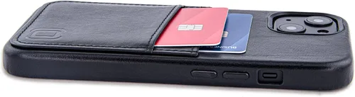 Vista 8 de Dockem Funda de piel auténtica para iPhone 13 con placa de metal integrada para montaje magnético, cartera cosida con 2 soportes para tarjetas