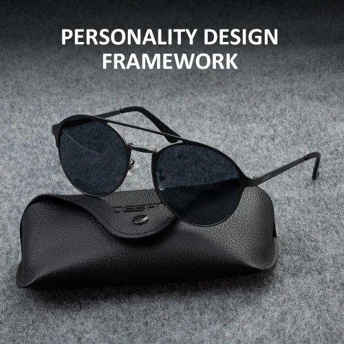 Vista 3 de OSSAT Gafas de sol ovaladas con marco de metal Lente espejada clásica neutral