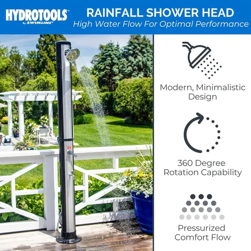 Vista 4 de SWIMLINE HYDROTOOLS - Ducha solar de lluvia Niagara de 7 pies para exteriores con tanque de 10 galones y lavado de pies