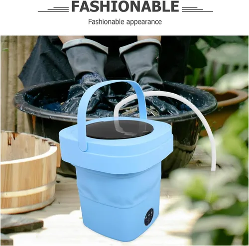 Vista 9 de LALAFINA Portable Mini Folding Washer Machine with Spin-dry Function for Home Dormitory Compact Lightweight Collapsible Washer with Modes for Small