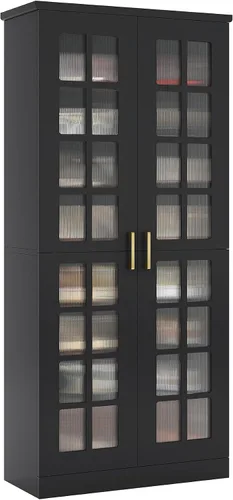 Vista 9 de Tribesigns Zapatero alto con puertas, almacenamiento de zapatos de 8 niveles con estantes ajustables, moderno organizador de zapatos para entrada