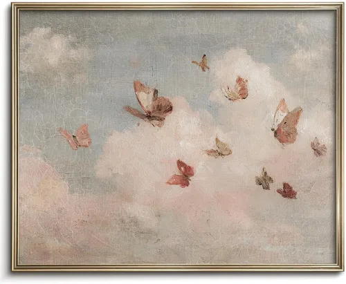 Vista 8 de Pintura vintage de paisaje de campo de flores silvestres, arte de pared de paisaje rural de granja, impresión artística de paisaje de jardín