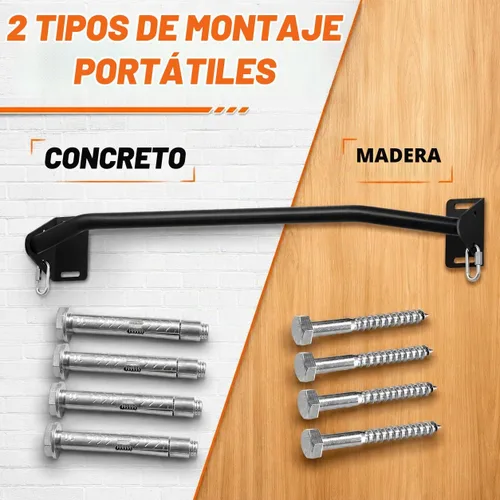 Vista 7 de Pull Up Bar Wall Mounted-Heavy Duty Joist Mounted Pull Up Bar-Premium Strength Training Pull-Up Bars-Fast and Easy Installation for Home and Garage