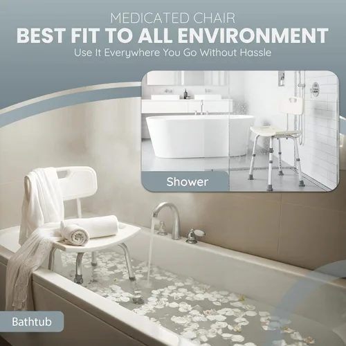 Vista 5 de Dr. Kay's Silla de ducha de altura ajustable para ducha interior, taburete de baño resistente de 350 libras para bañera, banco de baño de seguridad