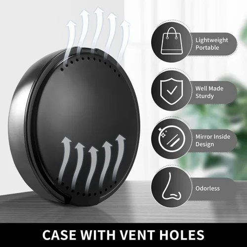Vista 4 de Annhua Funda protectora bucal con espejo delgado para dentadura, soporte retenedor de plástico resistente con orificios de ventilación compatible