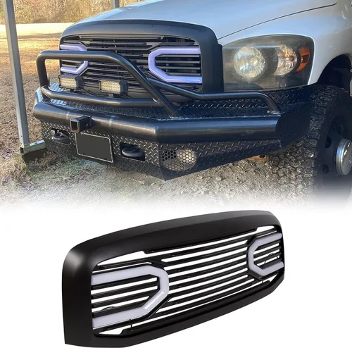Vista 12 de KUAFU Parrilla de parachoques frontal compatible con Dodge RAM 2500 3500 2006-2009, Dodge RAM 1500 2006-2008. Repuesto de carcasa Big Horn