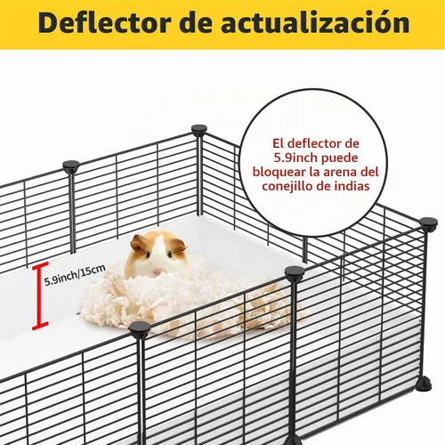 Vista 5 de Oneluck Jaula para Cobayas, Hábitat Interior con Fondo de Plástico Impermeable, Corral para Mascotas Pequeñas como Conejos, Tortugas, Hámsteres