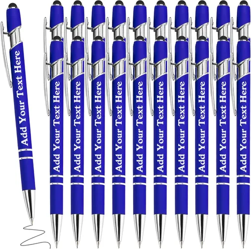 Vista 55 de Bolígrafos personalizados a granel grabados personalizados con punta de lápiz capacitivo, bolígrafos personalizados de tinta negra, regalos