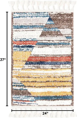 Vista 2 de Unique Loom Colección Aramis - Alfombra Zoe (rectangular 2' 0" x 3' 1", Multi/Azul)