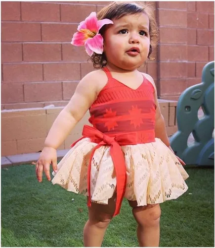 Vista 2 de HenzWorld Disfraz de aventura para niñas pequeñas, traje de fiesta de cumpleaños, rol, falda para niños, collar halter de vacaciones, accesorios
