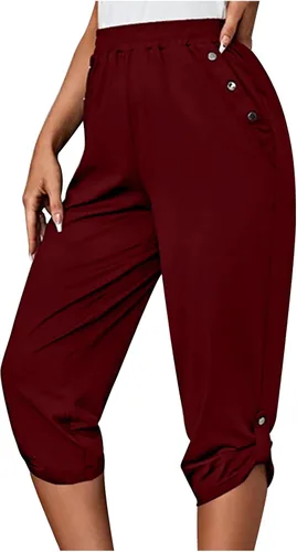 Vista 210 de Pantalones capri para mujer, estilo casual, de verano, elásticos, de cintura alta, pantalones de yoga, ajuste atlético, pantalones deportivos