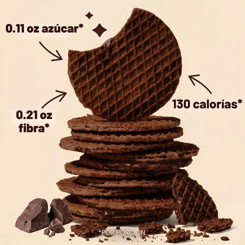 Vista 4 de Rip Van Wafels Stroopwafels de brownie de chocolate – Snacks saludables – Bocadillos sin OGM – Apto para dieta cetogénica – Snacks de oficina – Bajo