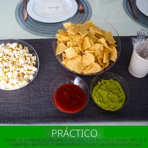 Vista 9 de Cuencos Plasticpro de plástico desechables, inclinados, redondeados, para servir aperitivos o ensaladas, resistentes, elegantes, S, Transparente