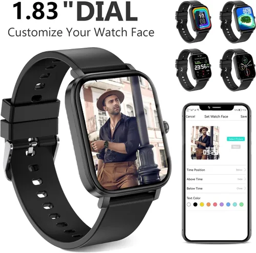 Vista 6 de Choiknbo Reloj inteligente con rastreador de fitness para teléfonos Android/iOS, pantalla táctil completa de 1.69 pulgadas con monitor de frecuencia