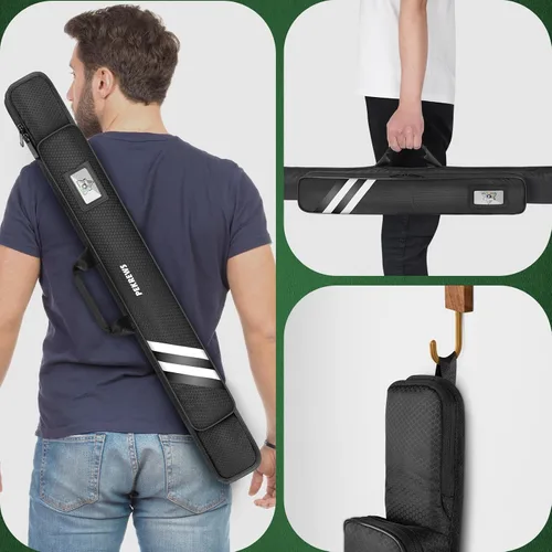 Vista 7 de PEKREWS Estuche para Taco de Billar, Funda Suave para Taco de Billar 1x1 que Contiene 1 Culata y 1 Flechón con Bolsillo con Cremallera para Taco