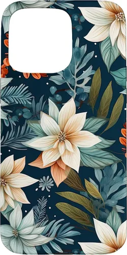 Vista 28 de iPhone 16 Aesthetic Christmas Floral Pattern Winter Flower Girl Women Case