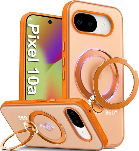 Vista 9 de Oneagle Soporte magnético giratorio de 360° para Google Pixel 10a funda translúcida [compatible con MagSafe], funda delgada mate para teléfono Pixel