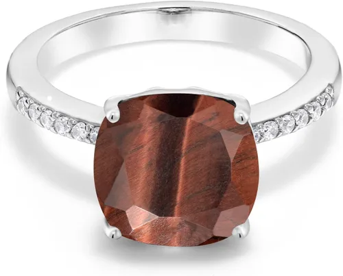 Vista 80 de Gem Stone King Anillo de compromiso de plata de ley 925 con piedra preciosa de corte cojín de 0.39 pulgadas Anillo de compromiso de aniversario
