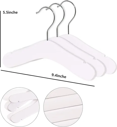 Vista 5 de Perchas de madera para bebés y niños, 10 piezas de madera natural para niños, ropa para niños, perchas para ropa de bebé