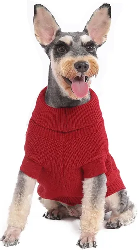 Vista 10 de Suéteres pequeños para perros, ropa de cuello alto de punto suave para clima frío, suéter ligero y cálido para cachorros para chihuahua, yorkie Azul