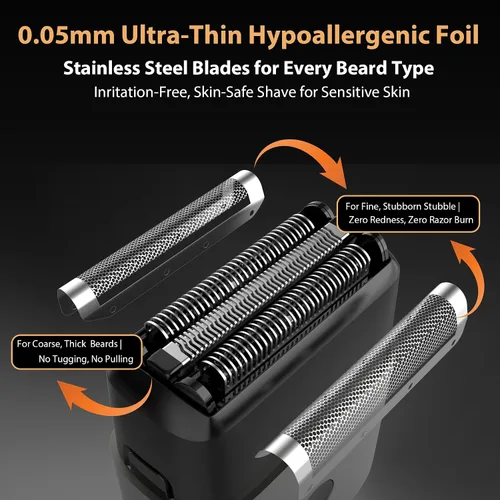 Vista 3 de Afeitadora eléctrica de aluminio para hombres: maquinilla de afeitar compacta de viaje para la cara - IPX7 impermeable y carga rápida USB-C