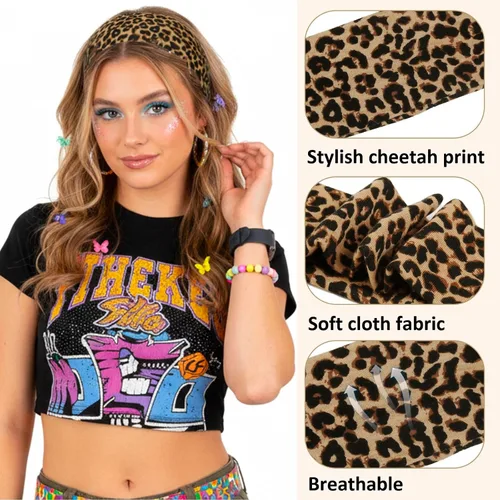 Vista 2 de TERSE Diademas con estampado de guepardo para mujer, bandas para la cabeza de moda para mujer, diadema de moda para mujer, accesorios