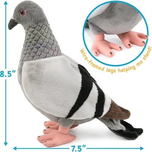 Vista 4 de TigerHart Pepper The Pigeon - Pájaro de peluche de 8.5 pulgadas