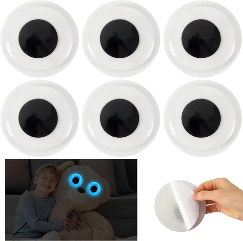 Vista 13 de PETKNOWS 6 piezas de ojos gigantes que brillan en la oscuridad, 1 pulgada autoadhesivos, ojos luminosos brillantes para manualidades, calcomanías