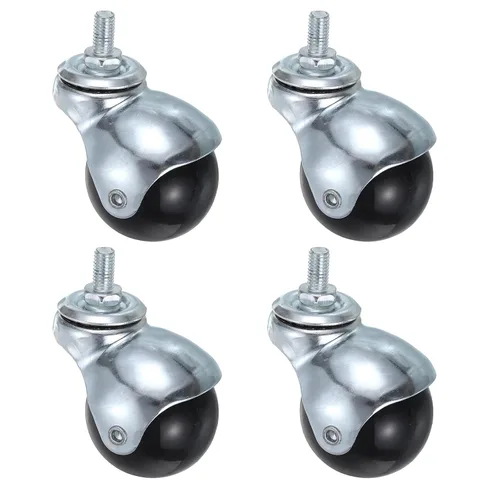 Vista 8 de uxcell - 4 ruedas de bola de 1.5 pulgadas con eje roscado, ruedas giratorias de 360 grados para muebles, tono bronce