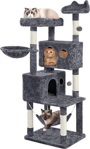 Vista 12 de Yaheetech - Árbol para gatos grandes de 64.5 pulgadas con 2 condominios, 2 perchas