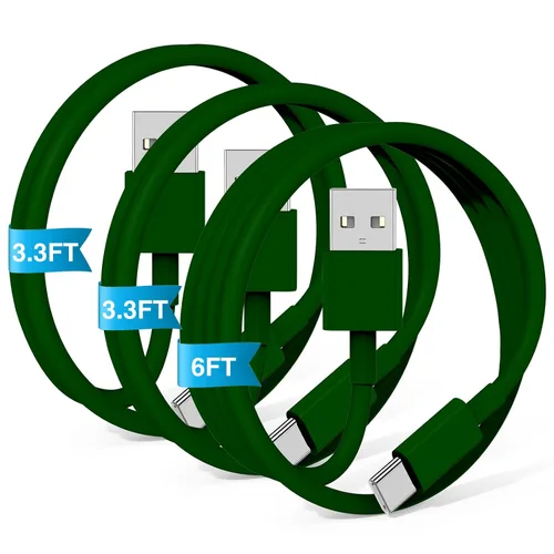 Vista 22 de Paquete de 3 cables negros [3.3 pies+3.3 pies + 6 pies] USB A a USB C, cable USB a USB C Carplay para iPhone 16 15 Pro Plus Pro Max, para iPad