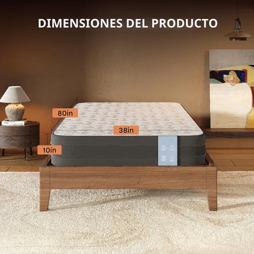 Vista 3 de FLEXISPOT Base de cama ajustable individual XL y colchón de espuma viscoelástica de gel de 10 pulgadas