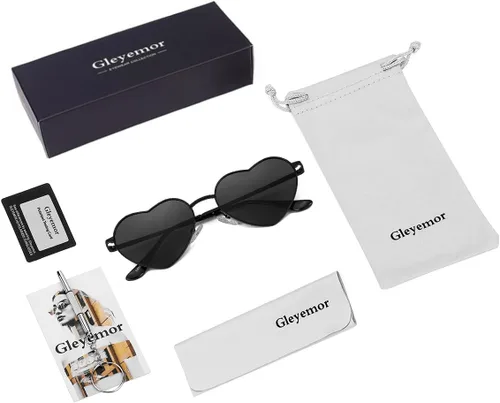 Vista 7 de Gafas de sol polarizadas en forma de corazón para mujer, marco de metal, bonitas y encantadoras, 100% protección UV