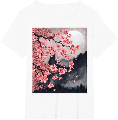 Vista 75 de Sakura - Camiseta japonesa de cerezo en flor japonesa, Negro, S