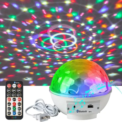 Vista 2 de Luces de Bola de Discoteca RGB LED Giratorias para Fiestas y Escenarios, Decoración de Halloween, con Control Remoto, Cine en Casa para Adultos
