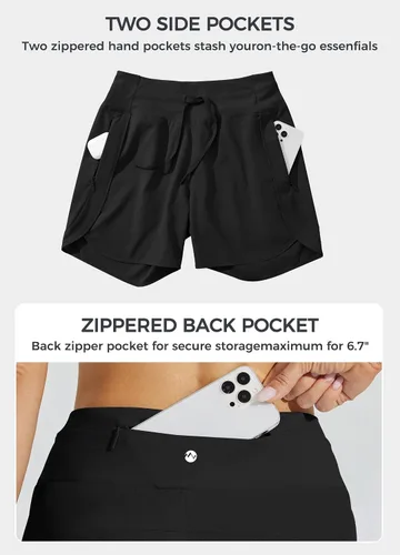 Vista 6 de Willit - Pantalones cortos deportivos de mujer para correr, 5 pulgadas, de secado rápido, para entrenamiento, senderismo, cintura alta, activos