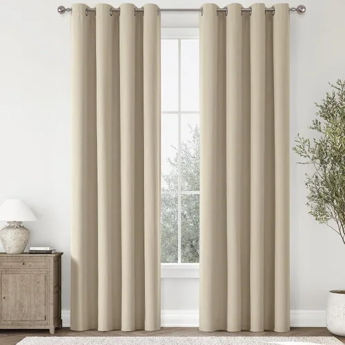 Vista 39 de ChrisDowa Cortinas 100% Opacas de Abedul Sólido de 45 Pulgadas de Largo, 2 Paneles para Dormitorio y Sala de Estar, Estilo Granja Oscurecedoras