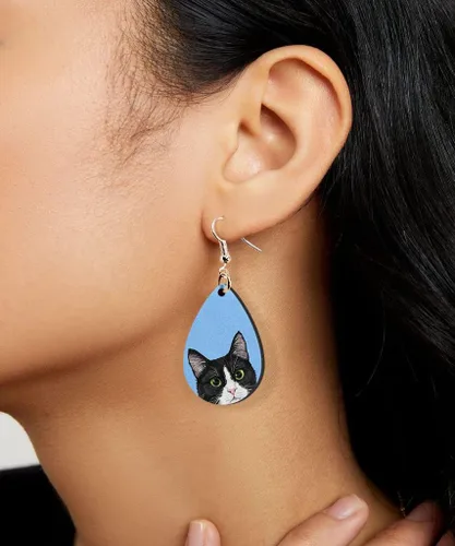 Vista 5 de WIRESTER 2 pares de aretes colgantes de gota de agua, accesorios de joyería de moda para niñas y mujeres, lindo animal, gato, perro, cerdo, rana