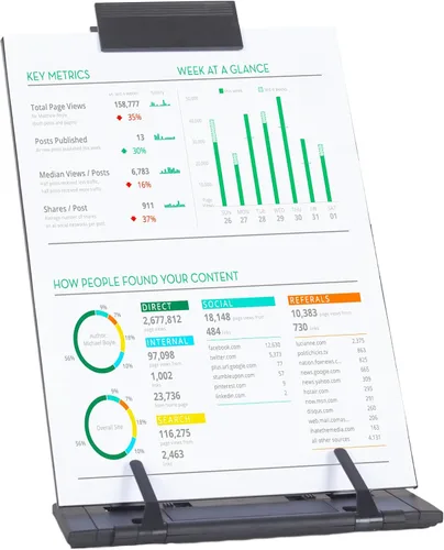 Vista 9 de Barelove Soporte de papel para documentos con 7 posiciones ajustables, soporte de papel de metal negro para escritorio al escribir para leer letras