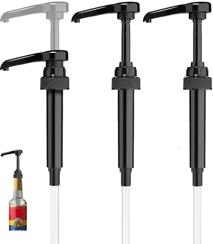Vista 4 de Paquete de 1 dispensador de jarabe de café negro – Se adapta a botellas de jarabe de 25.4 fl oz – Bomba reutilizable para café saborizado, té