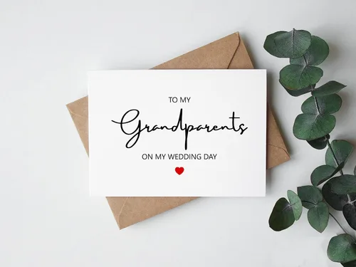 Vista 2 de Tarjeta para el día de mi boda con texto en inglés «To My Grandparents Card» (To My Grandparents On My Wedding Day) - Tarjeta para abuelos en el día