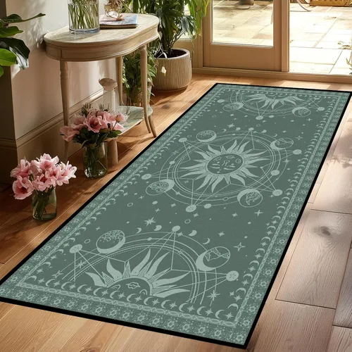 Vista 29 de Alfombra de Sol y Luna Boho Alfombras de Área Celestiales para Dormitorio Residencia Universitaria Sala de Estar Bohemia Oculta Creciente Solar