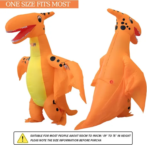 Vista 2 de Disfraz inflable de dinosaurio para adultos, traje realista de T-Rex, disfraz de dinosaurio para fiestas de niños y Halloween (dinosaurio-Y)