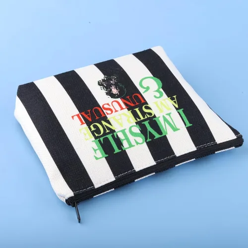 Vista 5 de FOTAP Bolsa de maquillaje de película de terror, bolsa de Halloween, regalo gótico, Blanco, Yo mismo