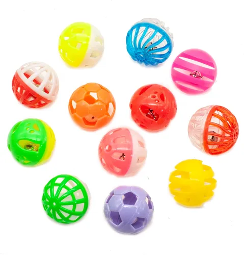 Vista 6 de Fashion's Talk Paquete de Valor de 12 Piezas Juguetes de Pelotas de Plástico para Gatos Pelotas de Celosía con Cascabel Sonajero Juguete de Gatito