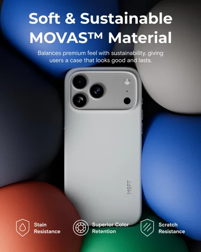 Vista 4 de MOFT MOVAS - Funda a presión para iPhone 17 Pro Misty Cove y soporte de trípode para teléfono, cartera MagSafe con soporte para trípode Sunrise