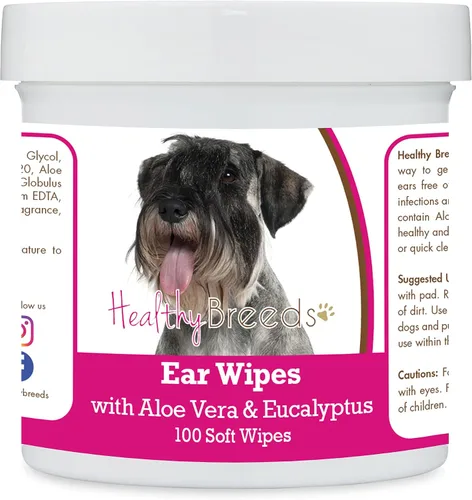 Vista 92 de Healthy Breeds Affenpinscher Toallitas de limpieza de oídos con aloe y eucalipto para perros, 100