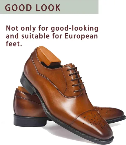 Vista 3 de FRASOICUS Zapatos de vestir para hombre, zapatos formales Oxford clásicos con cordones para hombre