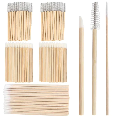 Vista 7 de Kit de suministros para extensión de pestañas de 300 piezas, cepillos desechables para pestañas, micro hisopos, varitas para máscara, cepillos