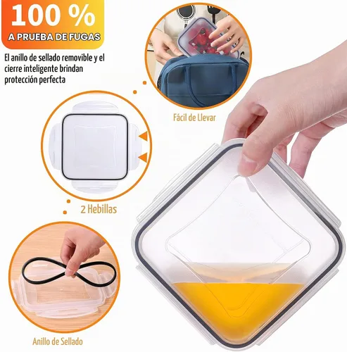 Vista 2 de 40 recipientes de plástico para almacenamiento de alimentos con tapas herméticas, sin BPA, contenedores para preparación de comidas a prueba